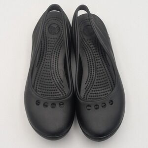 Crocs Shoes Slingback Ballet Flats Black Rubber Comfort‎ Women's Size 8
